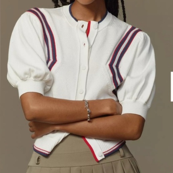 Maeve Sweaters - Maeve White and Navy Sweater